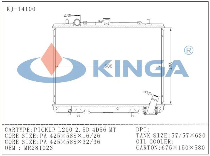 Auto Parts Aluminum Radiator For Mitsubishi Pickup L200 2.5D 4D56 Mt