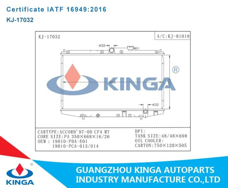 Honda Radiator - ACCORD'97-00 CF4 MT