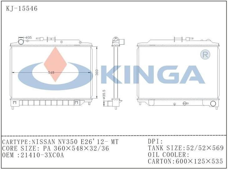 NISSAN NV350 E26' 12- MT RADIATOR OEM: 21410-3XC0A