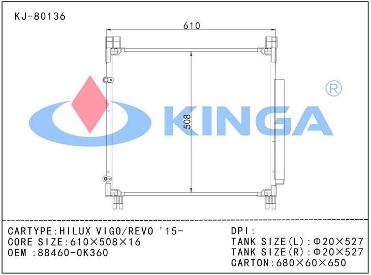 OEM: 88460-0K360 HIGH-END AUTO CONDENSER FIT FOR HILUX VIGO/REVO '15-