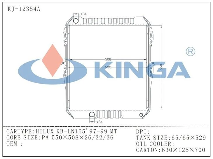 STRONG AND STURDY BRAZED RADIATOR FITS TOYOTA HILUX KB-LN165'97-99 MT
